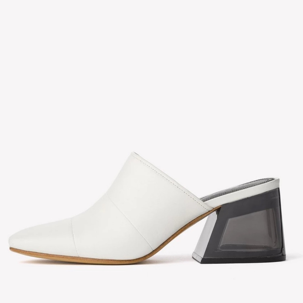 Rag & Bone Millie White Leather Heel Mule - size 38 / 8